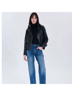 ZAPA PARIS Perfecto 100% Lamb Leather Grey Hancore Moto Jacket France Sz 36 US 4
